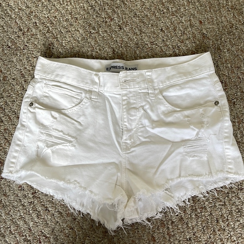 White denim shorts